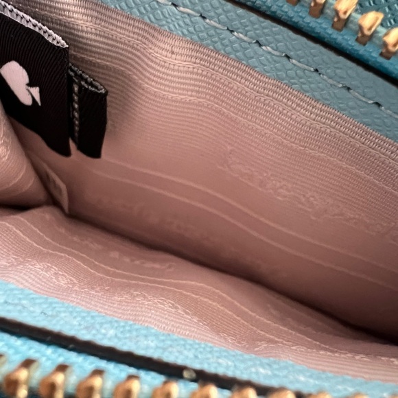 kate spade light aqua zip-around card wallet with gold hardware - Picture 11 of 13